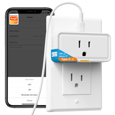 トゥヤソケット パワーモニタープラグ APP 音声 アレクサと動作 Google ホーム スマートタイプc WiFi RF433 アウトレットプラグ