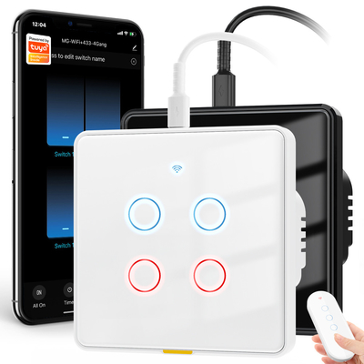 トゥヤ Wi-Fi スイッチ Type c タイムリング 音声アプリ Google ホーム スマートホーム EU ライトタッチ ウォール WIFI RF433 110-240v アレクサ スイッチ