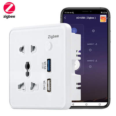 ジグビー ウォール スマートソケット 温かいガラス 急速充電器 3.0 Usb 充電時間 Google ホーム Alexa トゥヤUS EU UK プラグ