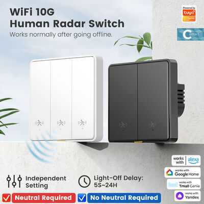 購入 Tuya WiFi スマート 10G 人間レーダー モーションセンサー スイッチ EU ウォールライト スイッチ 無中性 APP スマートホーム用 リモート 音声タイマー アラーム制御 オンライン製造