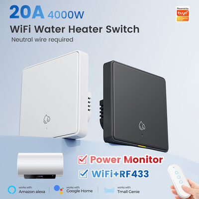 購入 20A WiFi RF433 ウォーターヒーター用スイッチ Tuyaスマートホーム 4000W タイミング カウントダウン ワイヤレス壁スイッチ APP音声制御 Alexa Google Home対応 オンライン製造