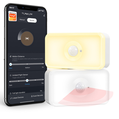 良い値段 トウヤ モーションセンサー LED PIR WiFi 人体運動センサー ホットホワイト 双色タイプc ナイトライトセンサー オンライン