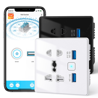良い値段 トゥヤ Wifi ウォール スマートソケット 温かいガラス 急速充電器 3.0 USB スマートホーム 自動化 グーグル ホーム アレクサ ユニバーサル US EU UK プラグ オンライン