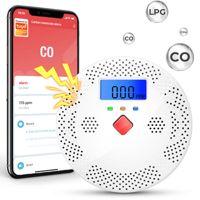 良い値段 トゥヤ Wifi 炭素一酸化物検出器 スマート空気の質モニター CO 音灯アラーム検出器 LCD デジタルディスプレイ ホーム 空気の質検査器 オンライン